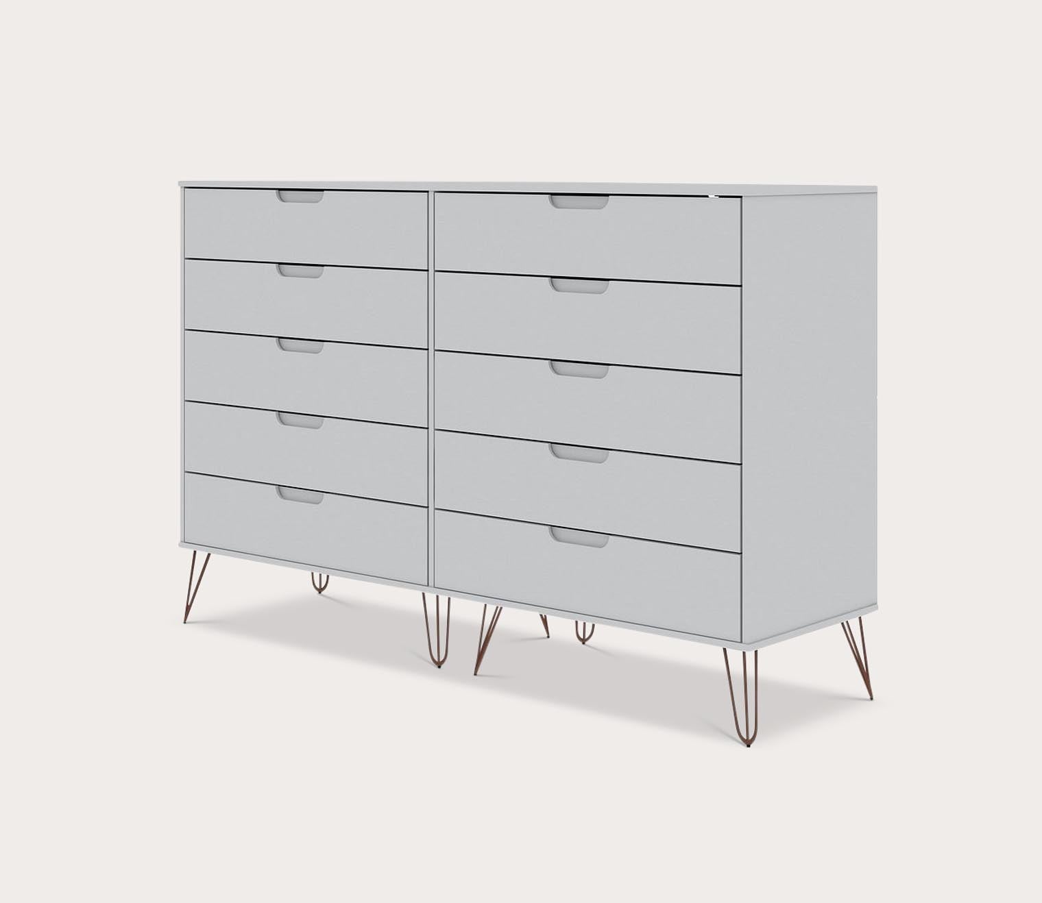 Rockefeller 10-Drawer Tall Double Dresser by Manhattan Comfort