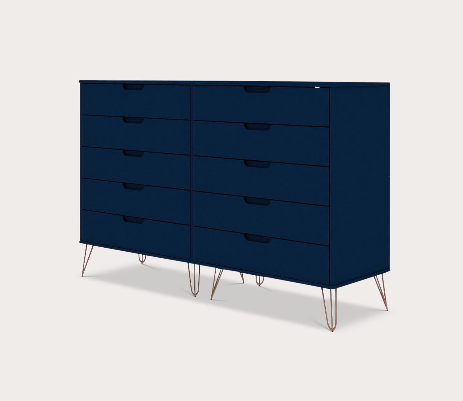 Rockefeller 10-Drawer Tall Double Dresser by Manhattan Comfort