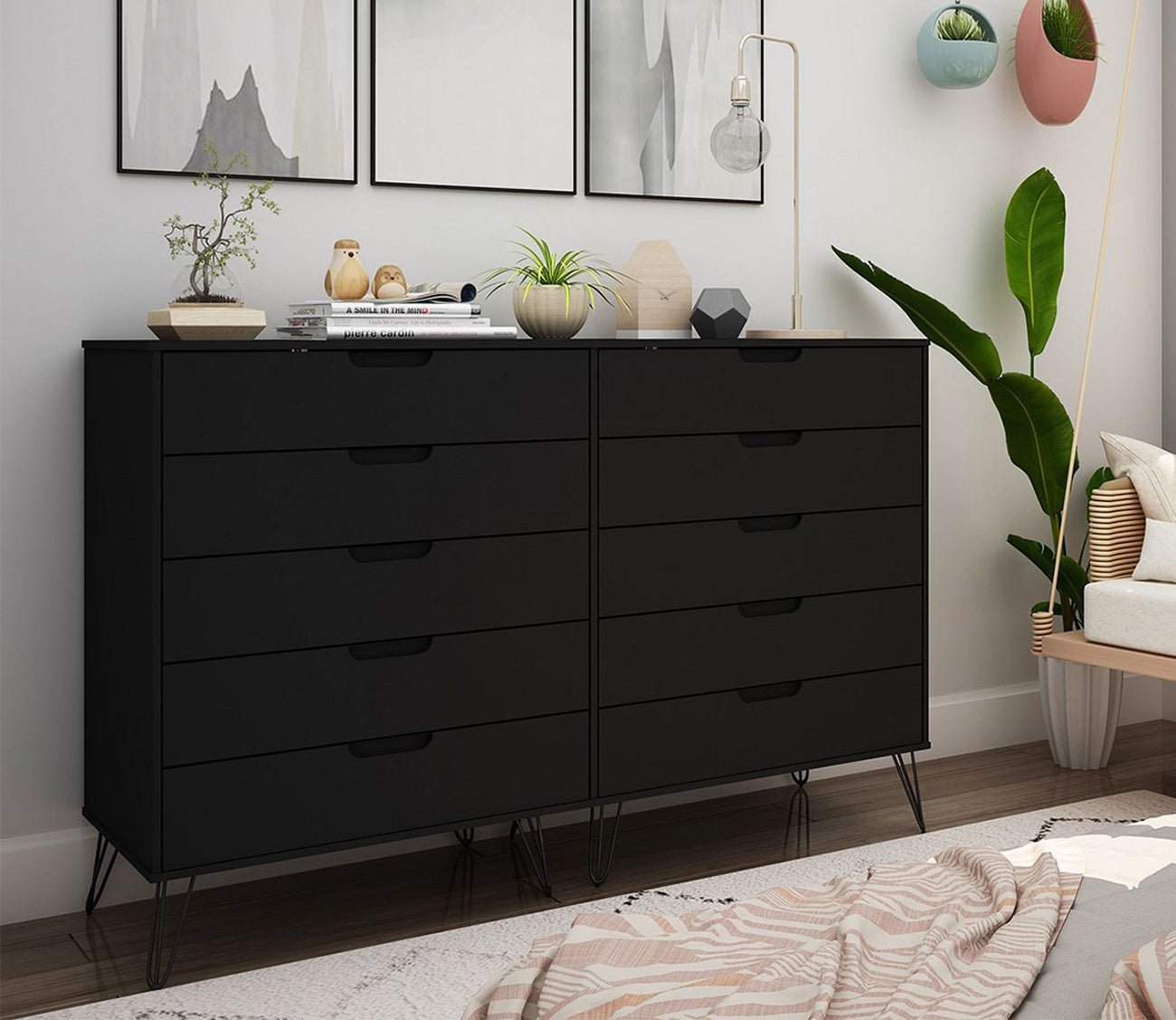 Rockefeller 10-Drawer Tall Double Dresser by Manhattan Comfort