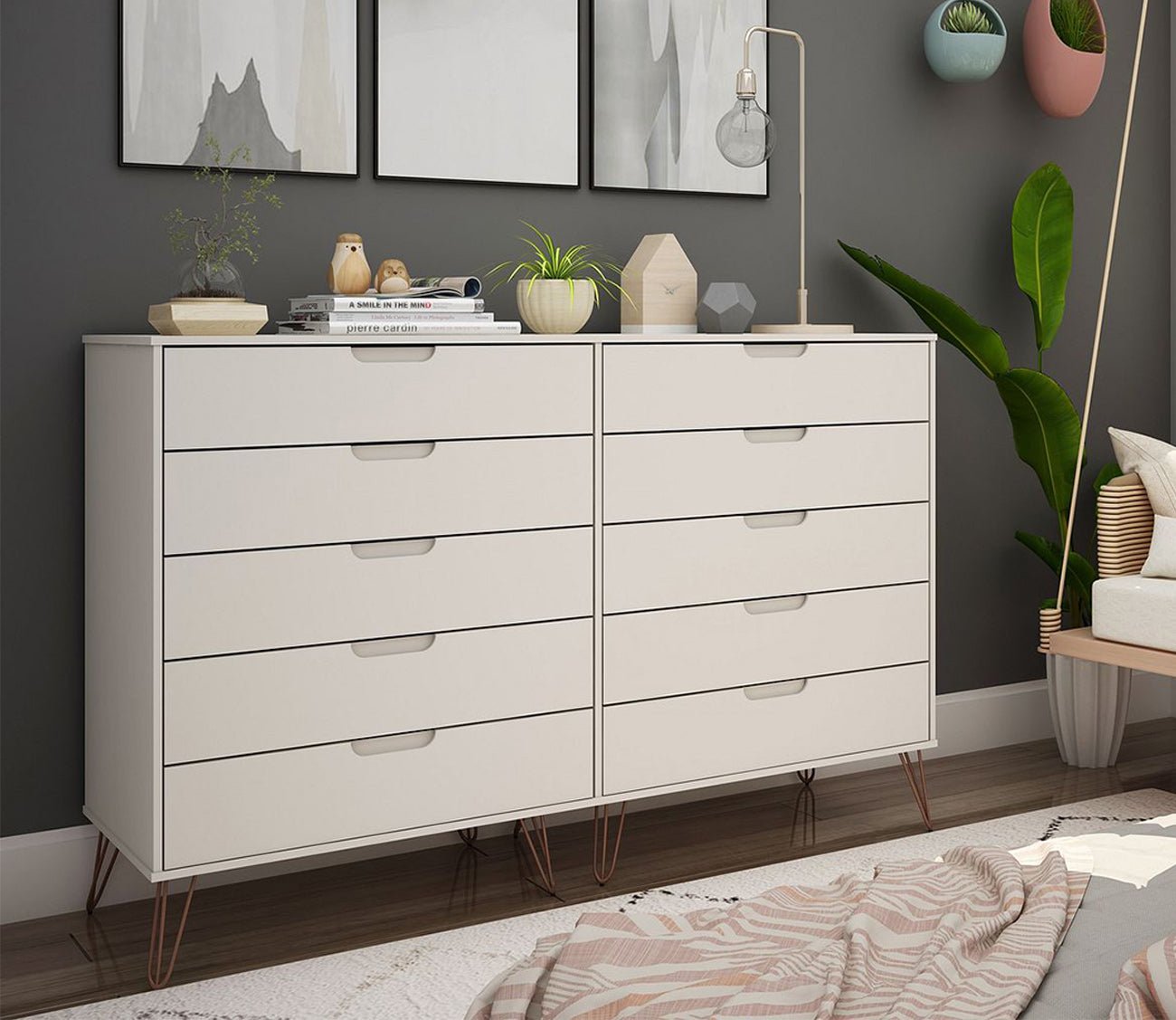 Rockefeller 10-Drawer Tall Double Dresser by Manhattan Comfort