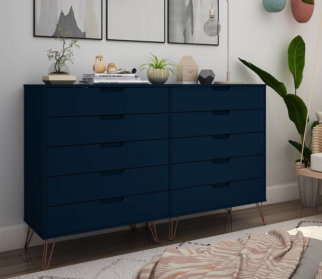 Rockefeller 10-Drawer Tall Double Dresser by Manhattan Comfort