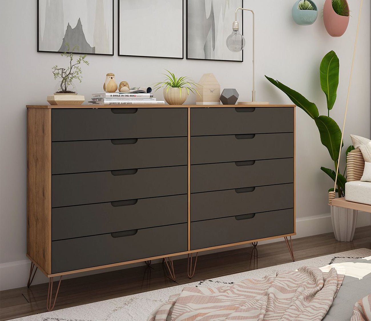 Rockefeller 10-Drawer Tall Double Dresser by Manhattan Comfort