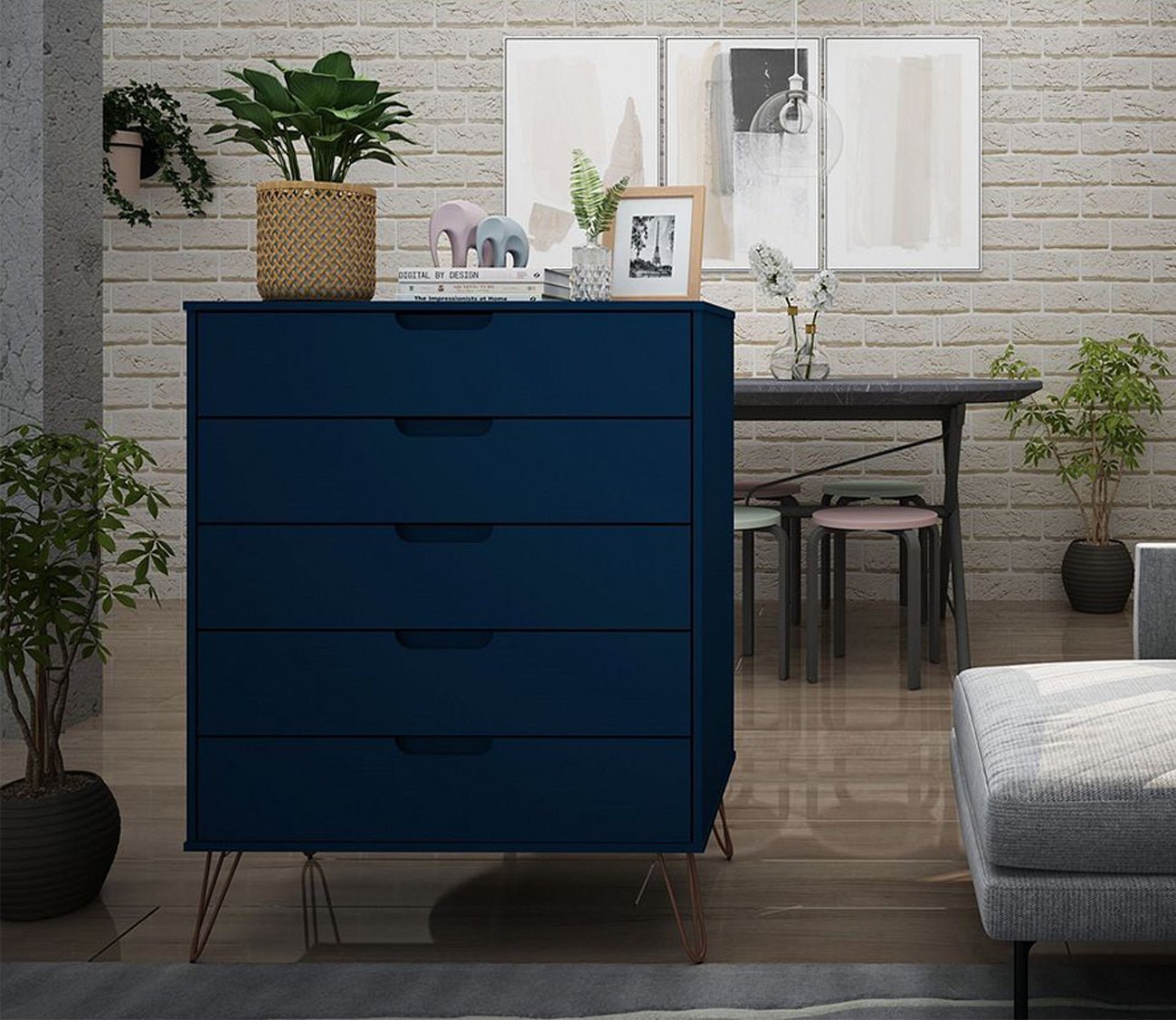 Rockefeller 5-Drawer Tall Dresser by Manhattan Comfort