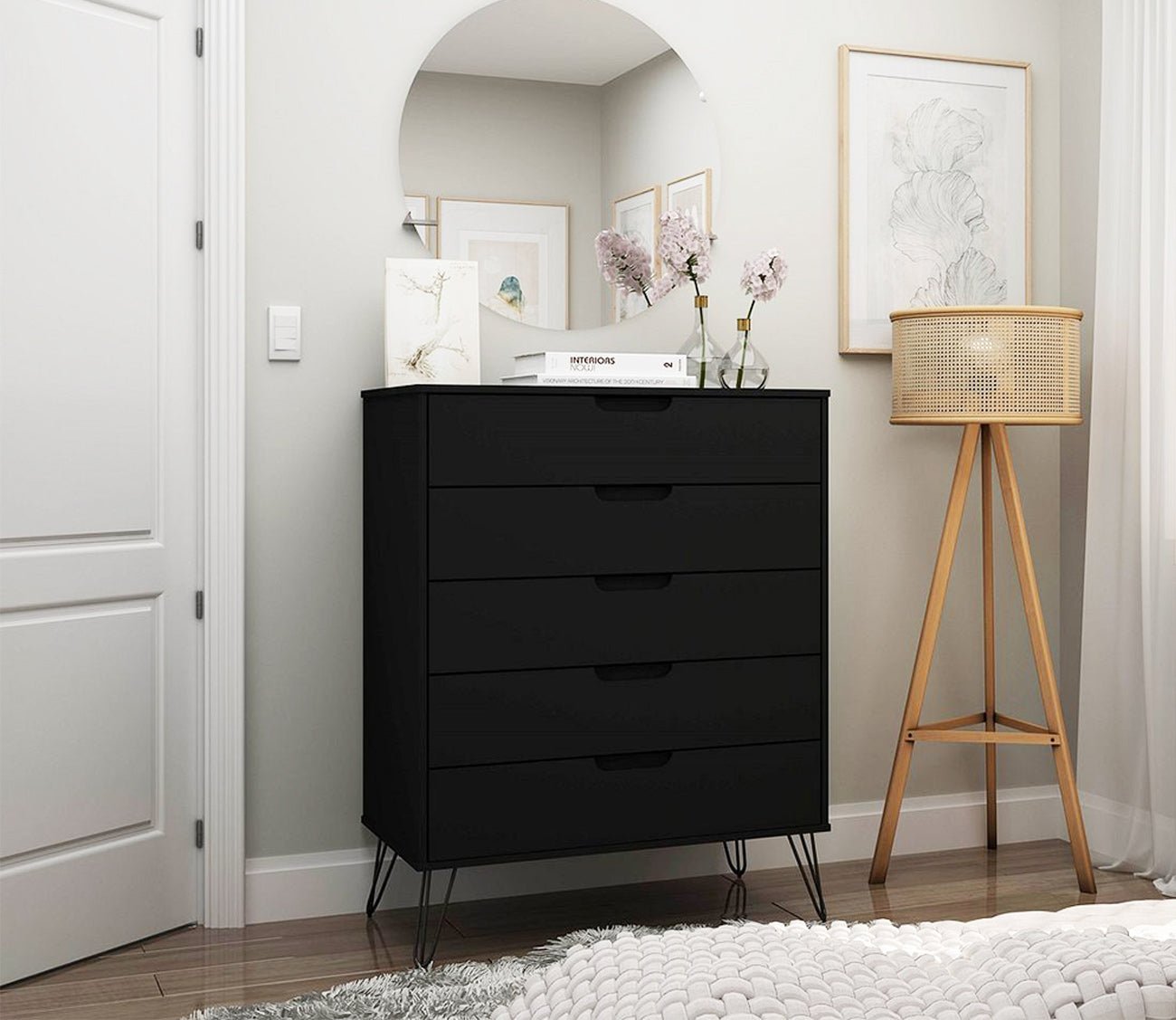 Rockefeller 5-Drawer Tall Dresser by Manhattan Comfort