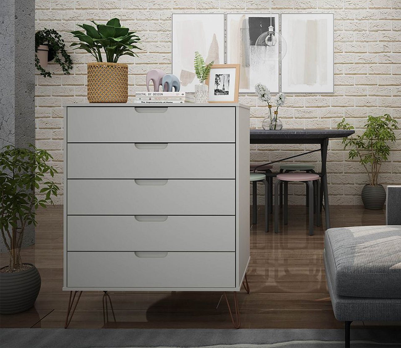 Rockefeller 5-Drawer Tall Dresser by Manhattan Comfort