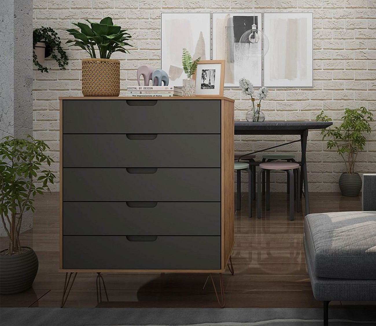 Rockefeller 5-Drawer Tall Dresser by Manhattan Comfort