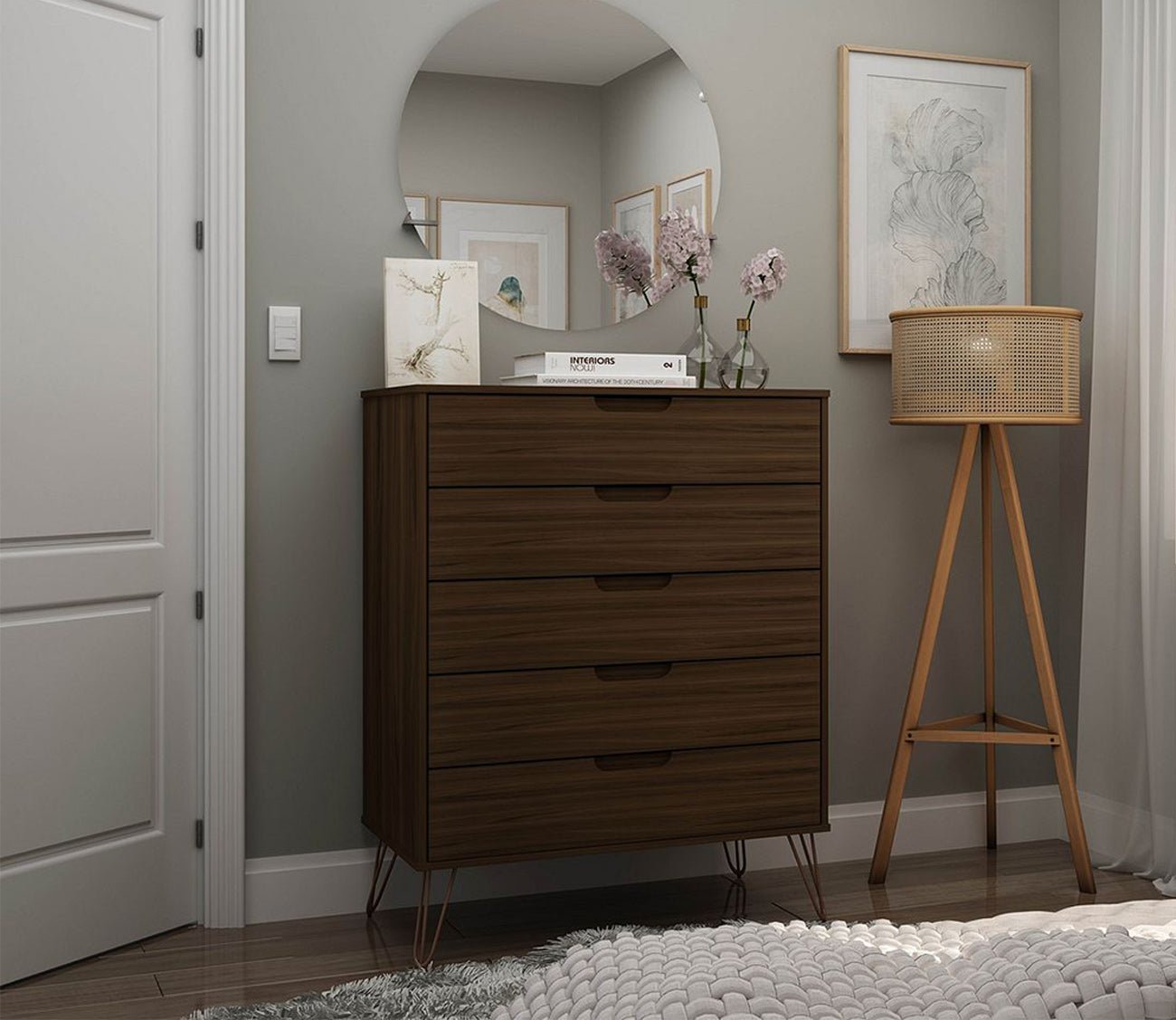 Rockefeller 5-Drawer Tall Dresser by Manhattan Comfort