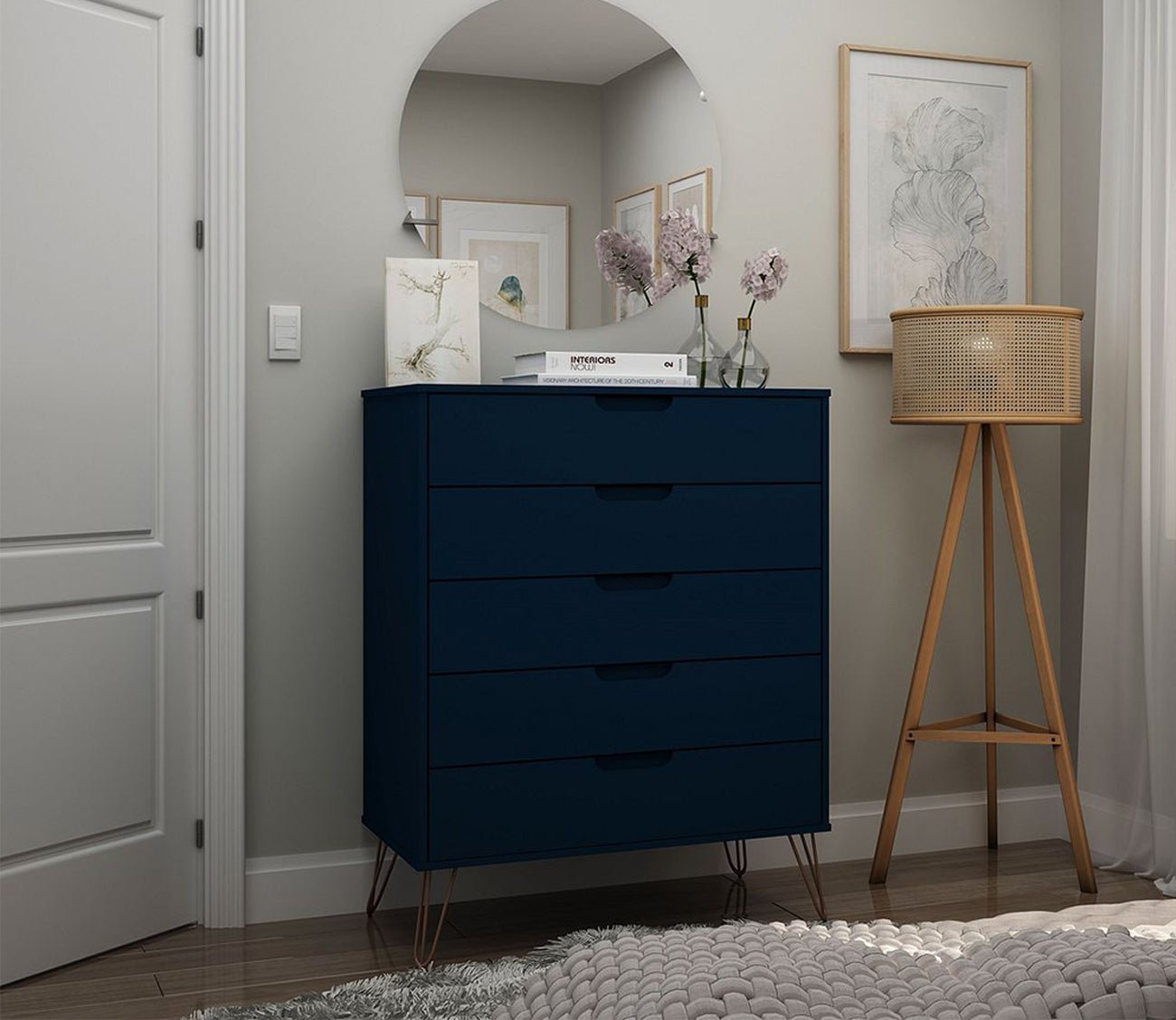 Rockefeller 5-Drawer Tall Dresser by Manhattan Comfort