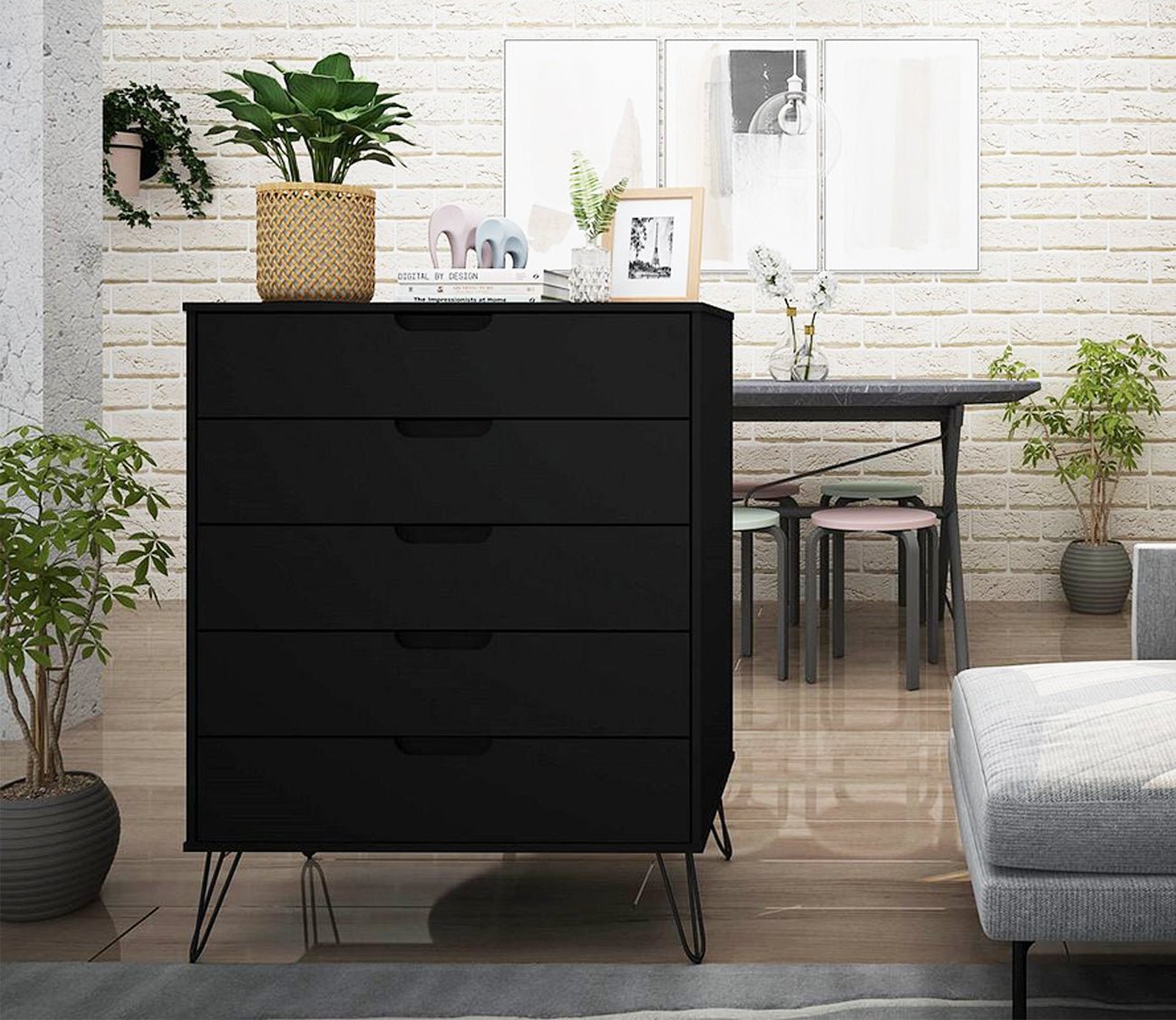 Rockefeller 5-Drawer Tall Dresser by Manhattan Comfort