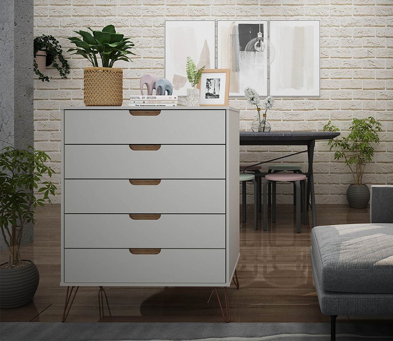 Rockefeller 5-Drawer Tall Dresser by Manhattan Comfort