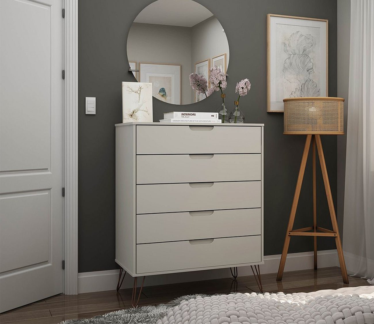 Rockefeller 5-Drawer Tall Dresser by Manhattan Comfort