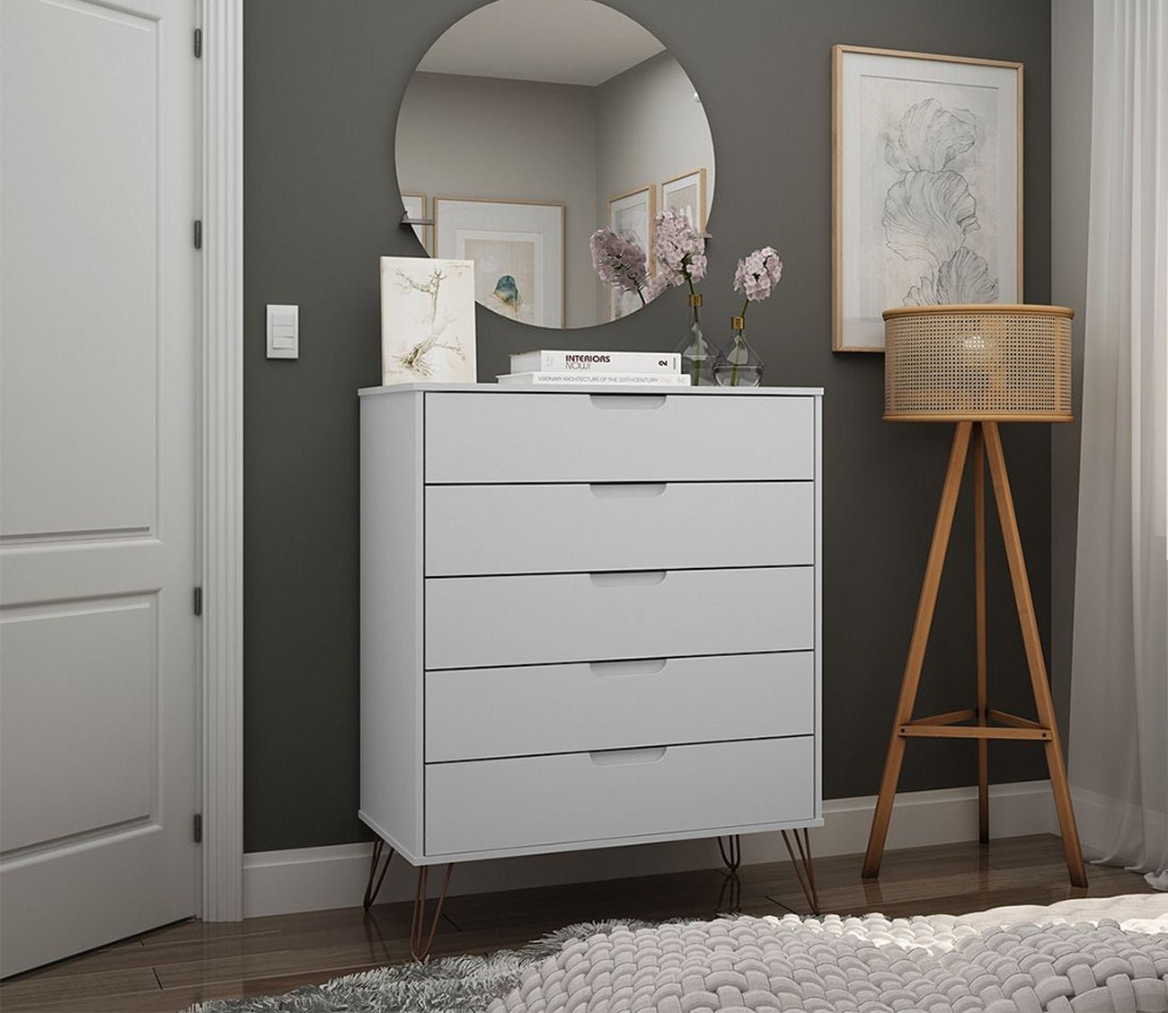 Rockefeller 5-Drawer Tall Dresser by Manhattan Comfort