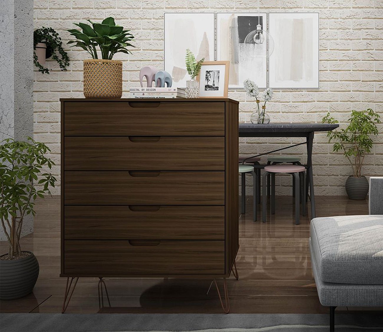 Rockefeller 5-Drawer Tall Dresser by Manhattan Comfort