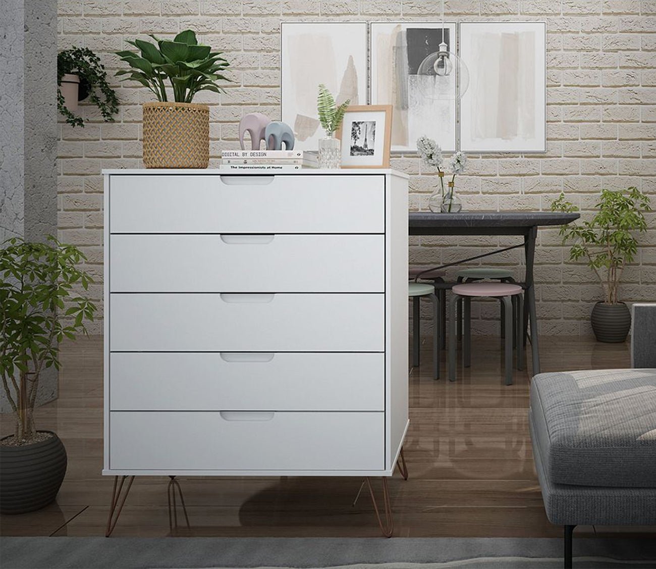 Rockefeller 5-Drawer Tall Dresser by Manhattan Comfort