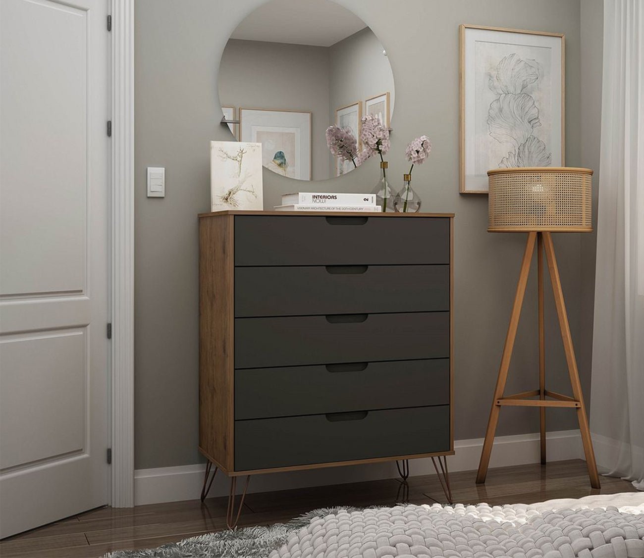 Rockefeller 5-Drawer Tall Dresser by Manhattan Comfort