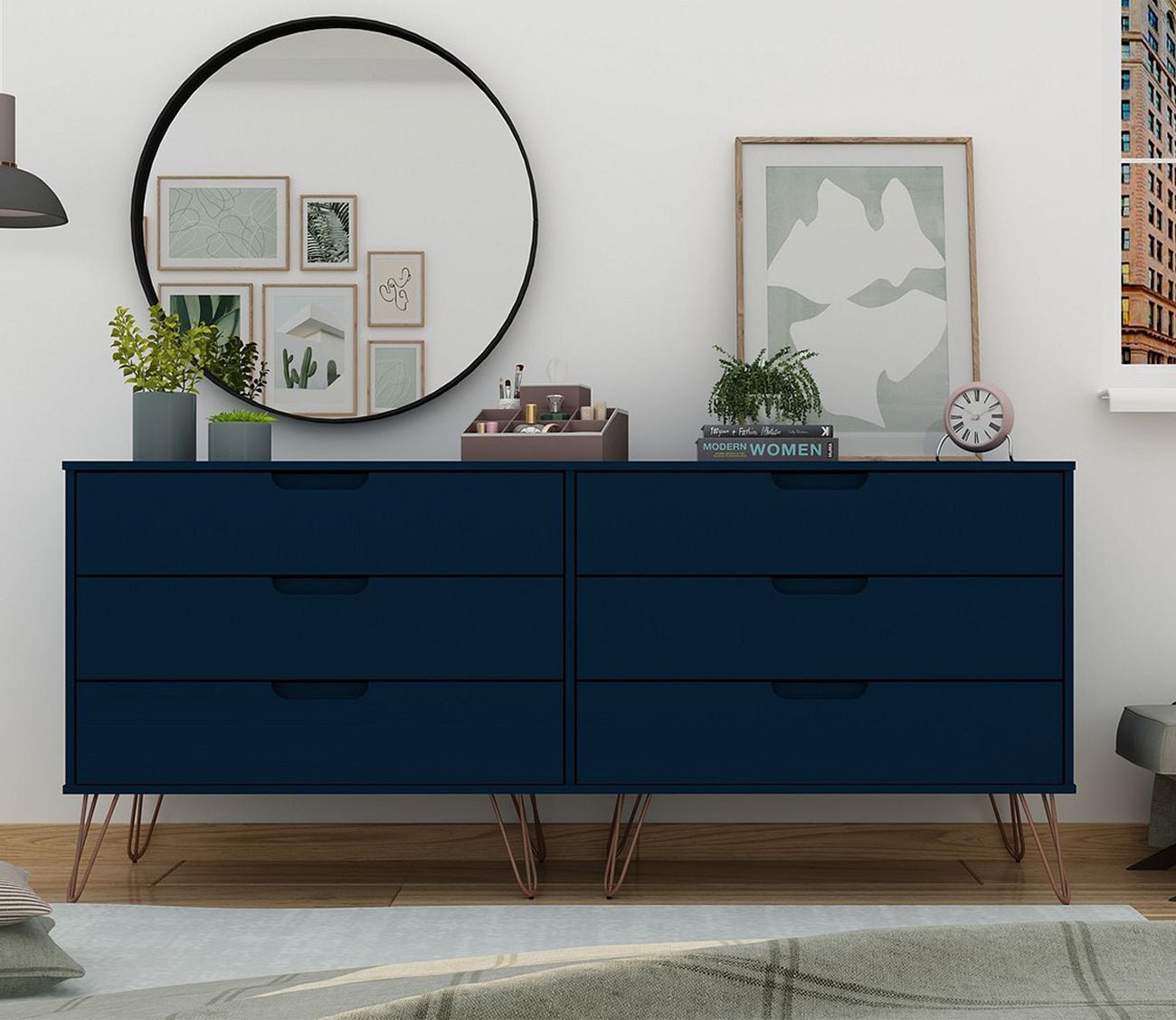Rockefeller 6-Drawer Low Double Dresser by Manhattan Comfort