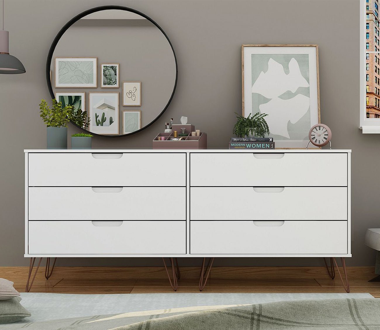 Rockefeller 6-Drawer Low Double Dresser by Manhattan Comfort