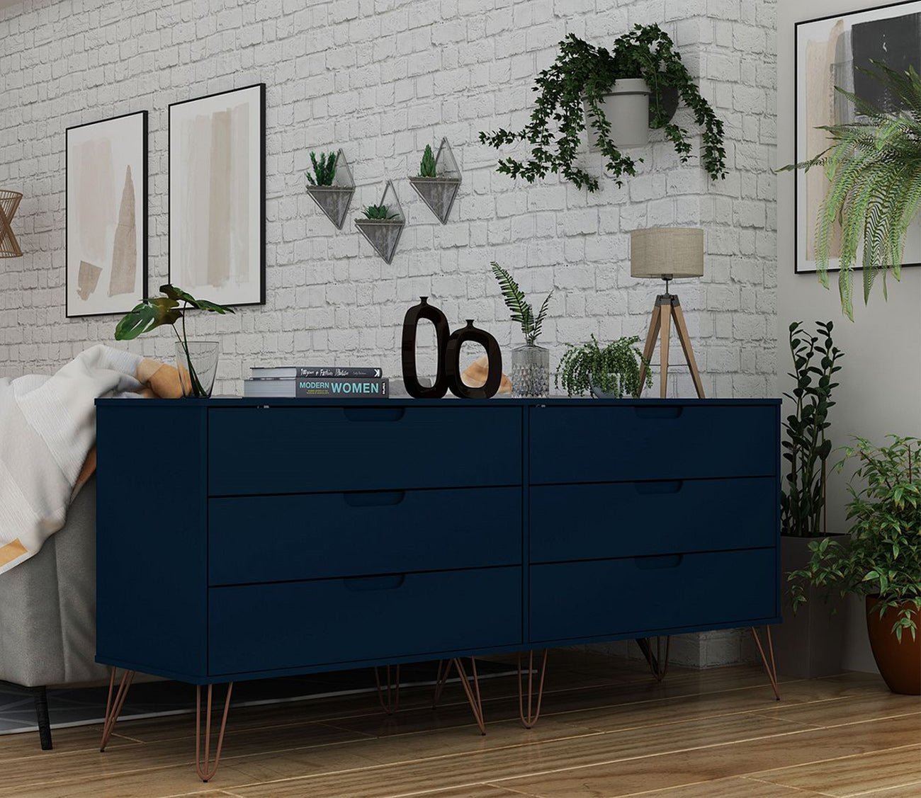 Rockefeller 6-Drawer Low Double Dresser by Manhattan Comfort