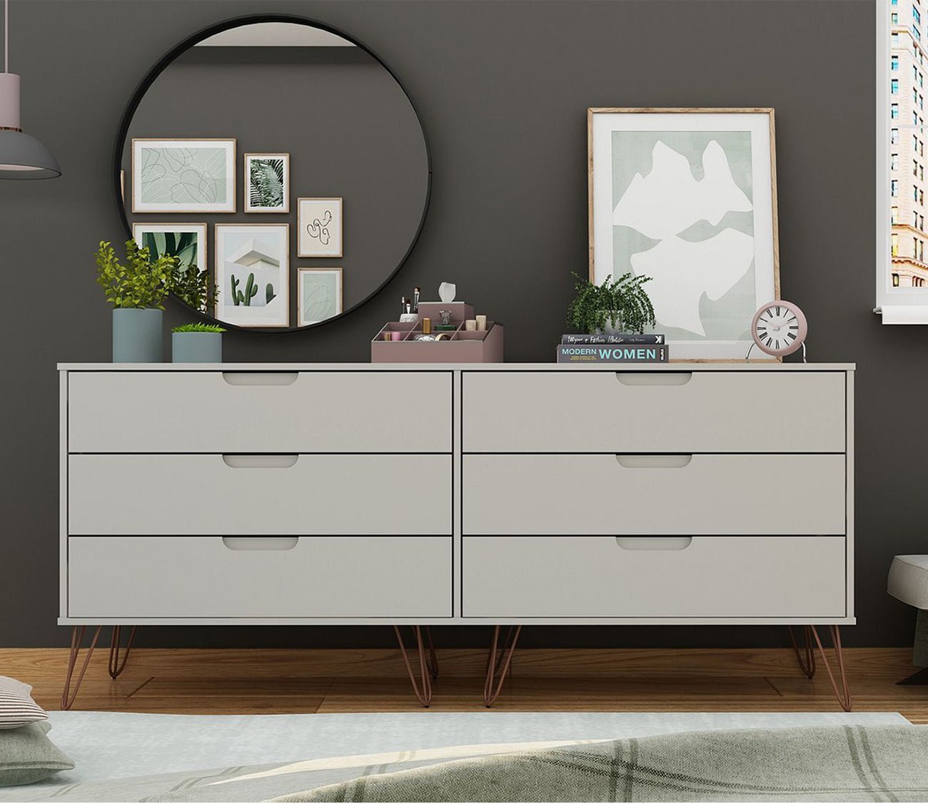 Rockefeller 6-Drawer Low Double Dresser by Manhattan Comfort