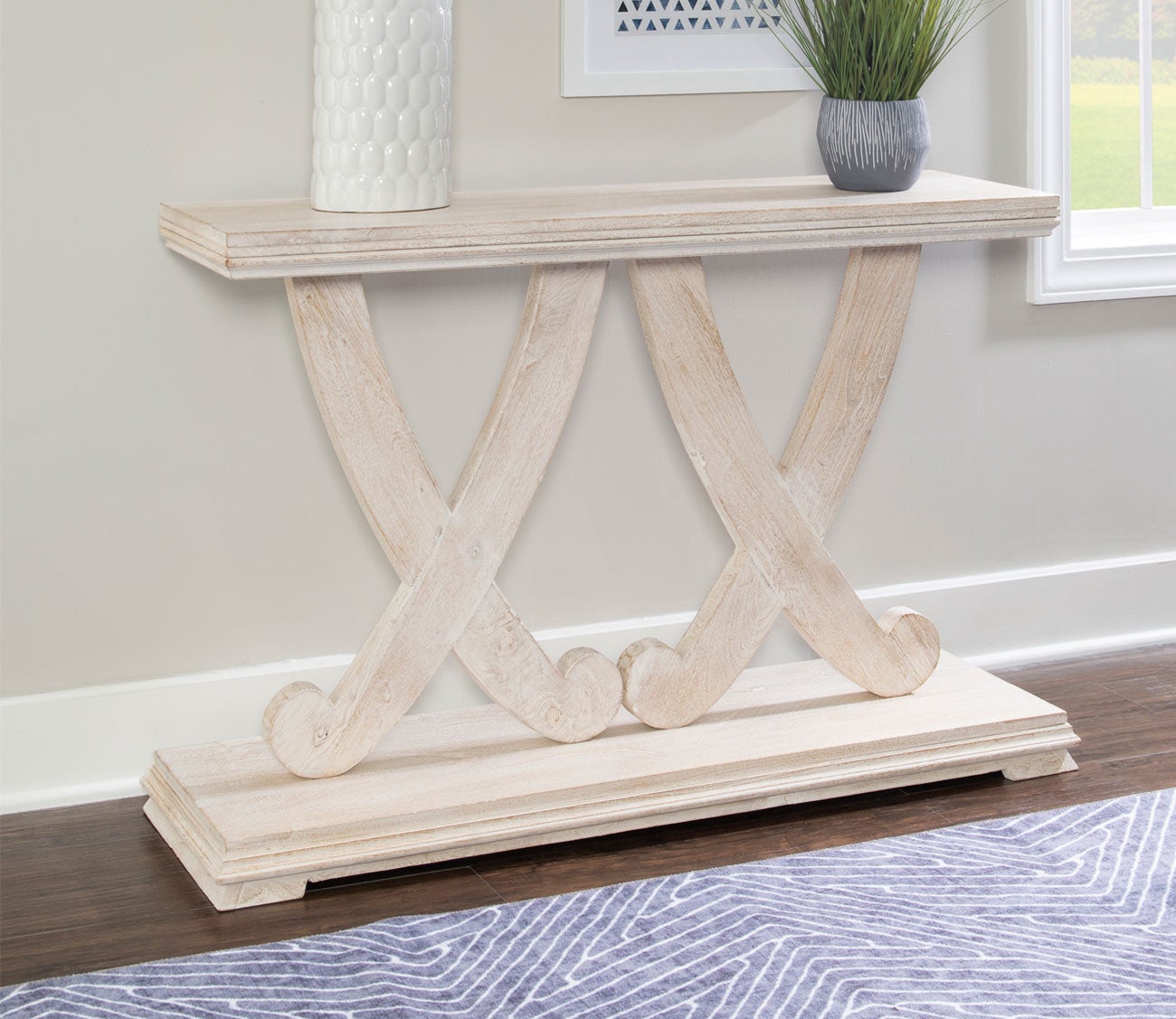 Roesia Whitewash Wood Console Table