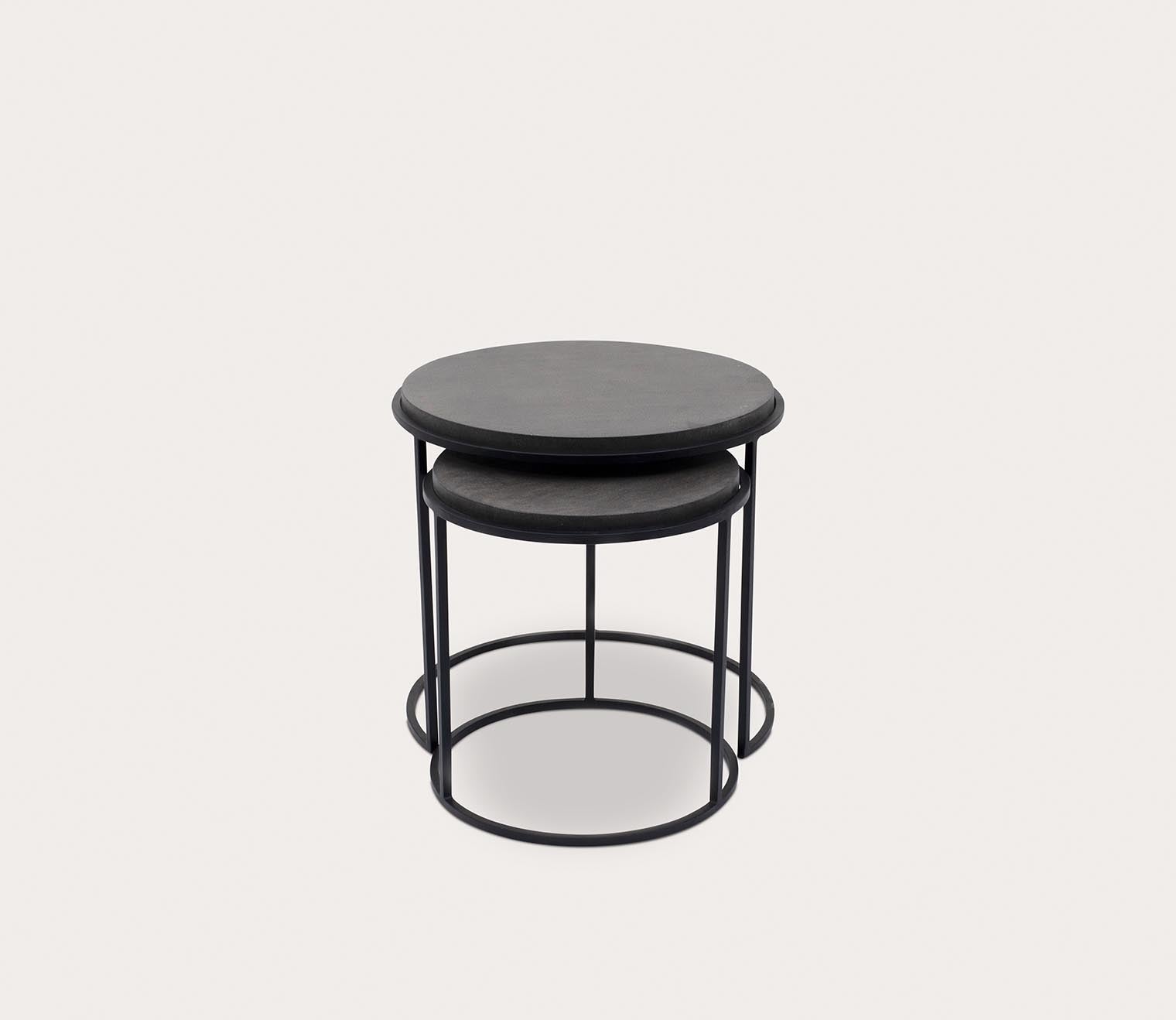 Roost Lava Stone Round Nesting Table Set of 2 by Moe's Furniture