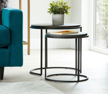 Roost Lava Stone Round Nesting Table Set of 2 by Moe's Furniture