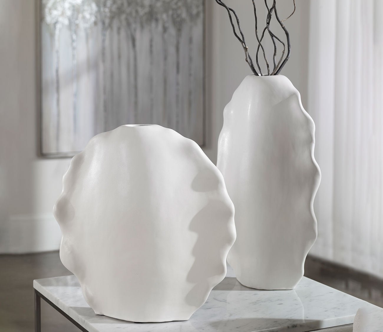 Ruffled Feathers Vases Set of 2