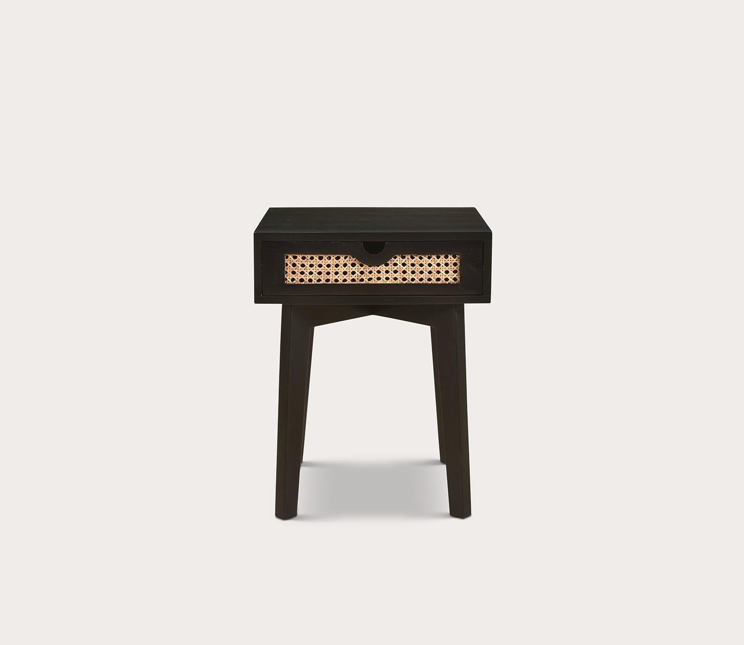 Rush Black Mango Wood Cane Drawer Nightstand by Moe's Furniture