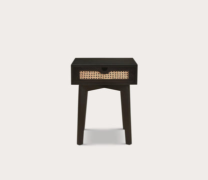 Rush Black Mango Wood Cane Drawer Nightstand by Moe's Furniture