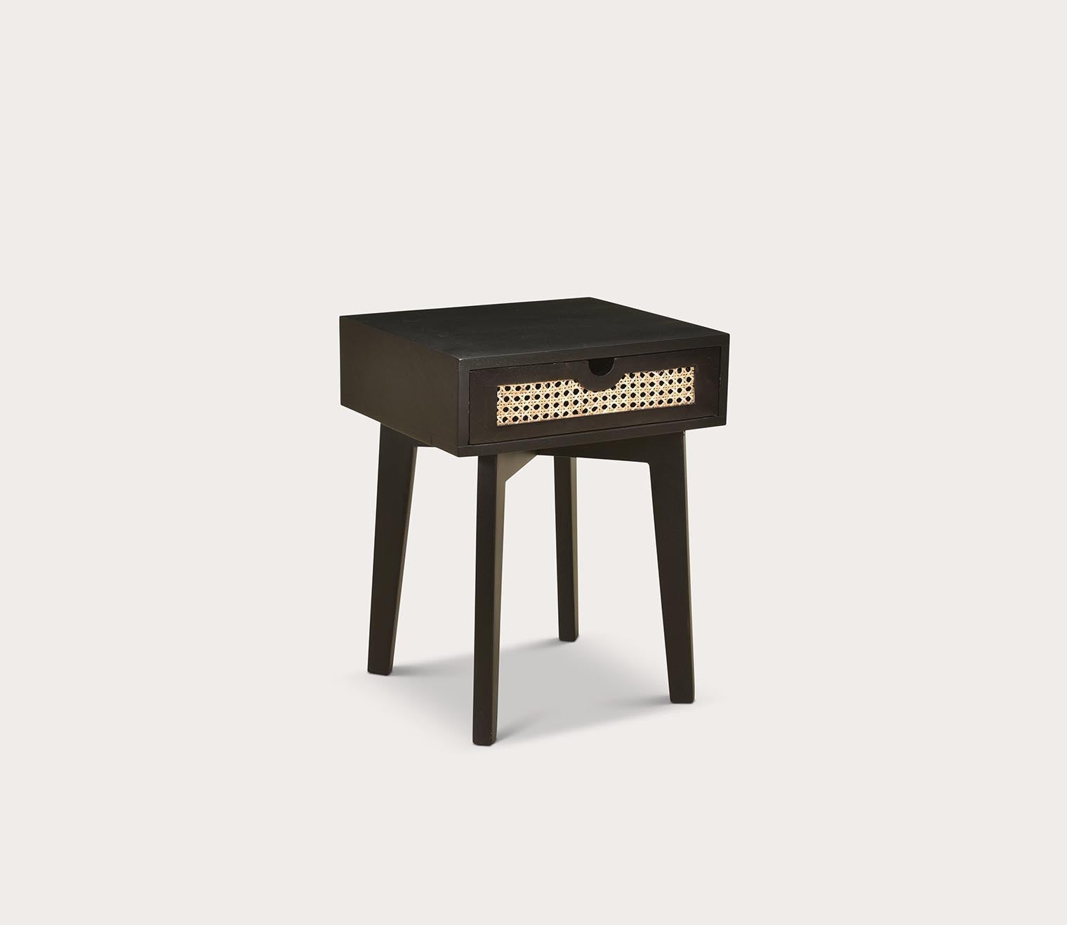 Rush Black Mango Wood Cane Drawer Nightstand by Moe's Furniture