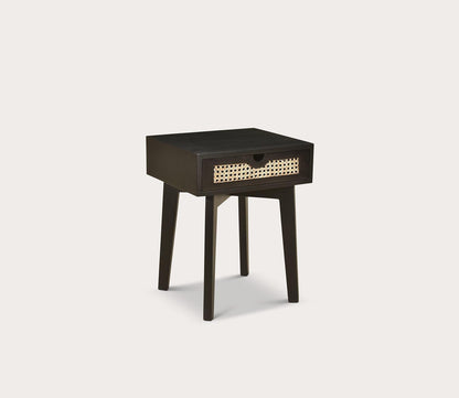 Rush Black Mango Wood Cane Drawer Nightstand by Moe's Furniture