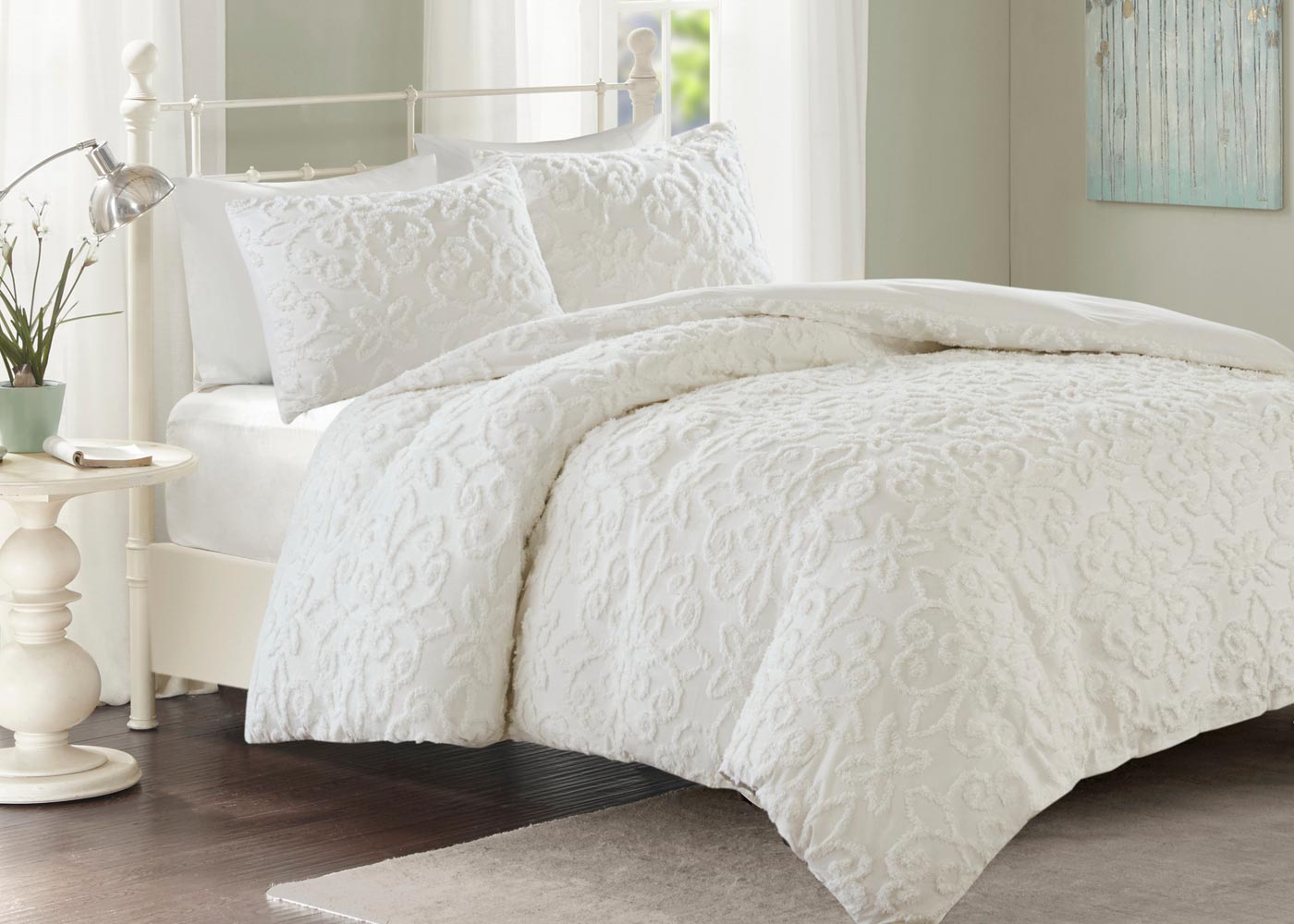 Sabrina Tufted Cotton Chenille 3-Piece Duvet Cover Set