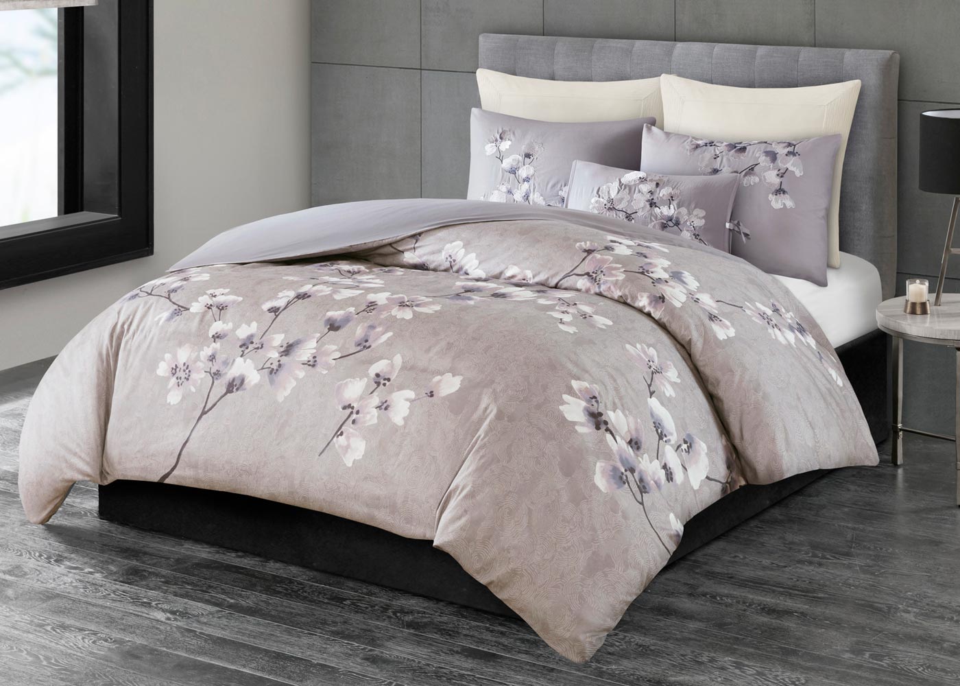 Sakura Blossom Printed Cotton Sateen 3-Piece Comforter Set
