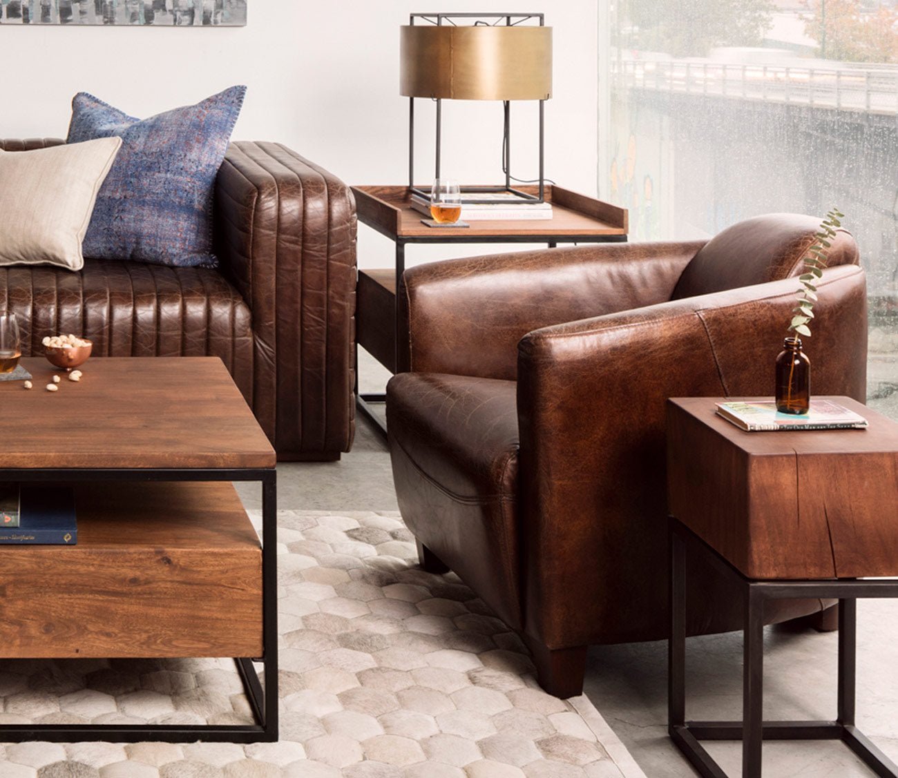Salzburg Brown Top-Grain Leather Club Chair