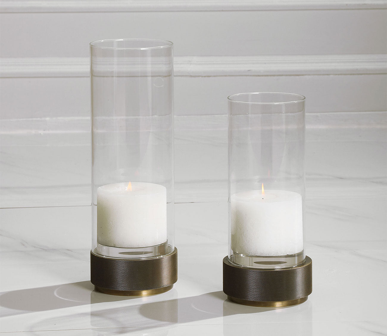 Sandringham Brushed Brass Candleholders Set of 2 by Uttermost