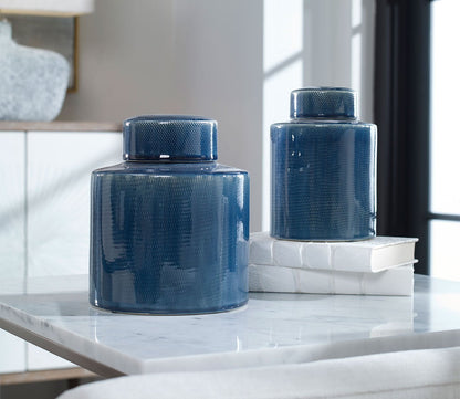 Saniya Blue Containers Set of 2 by Uttermost