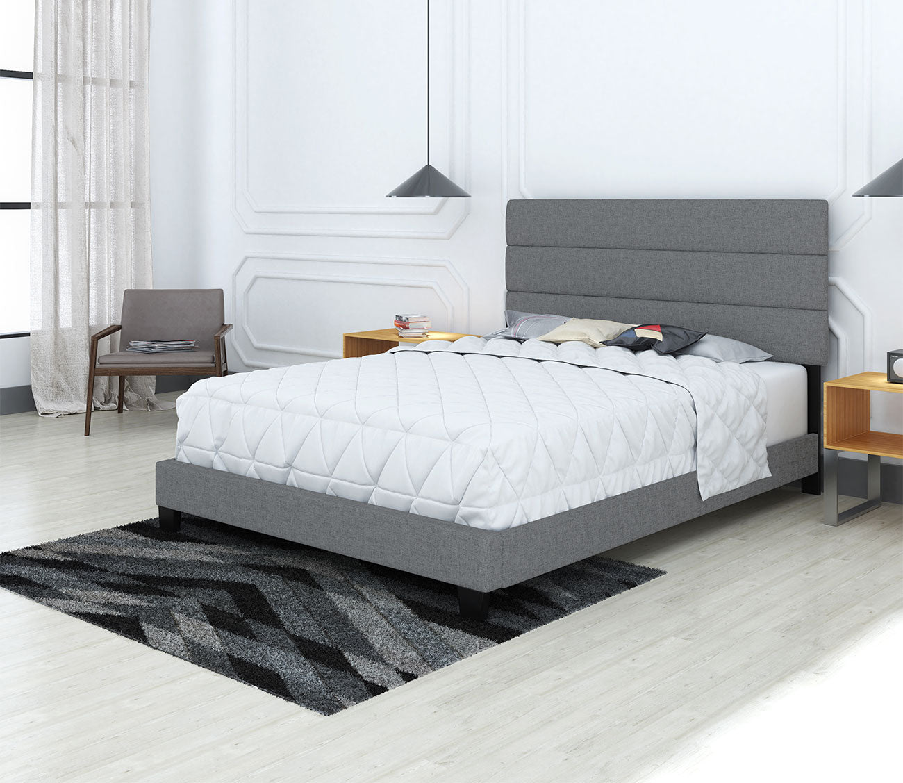 Sardinia Linen Fabric Upholstered Platform Bed by Arkotec
