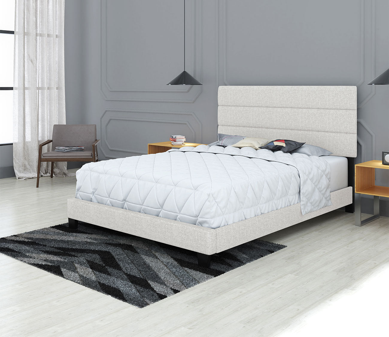 Sardinia Linen Fabric Upholstered Platform Bed by Arkotec