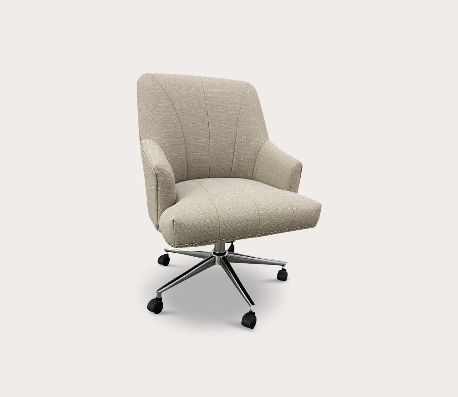 Sawyer Off White Fabric Upholstered Swivel Task Chair