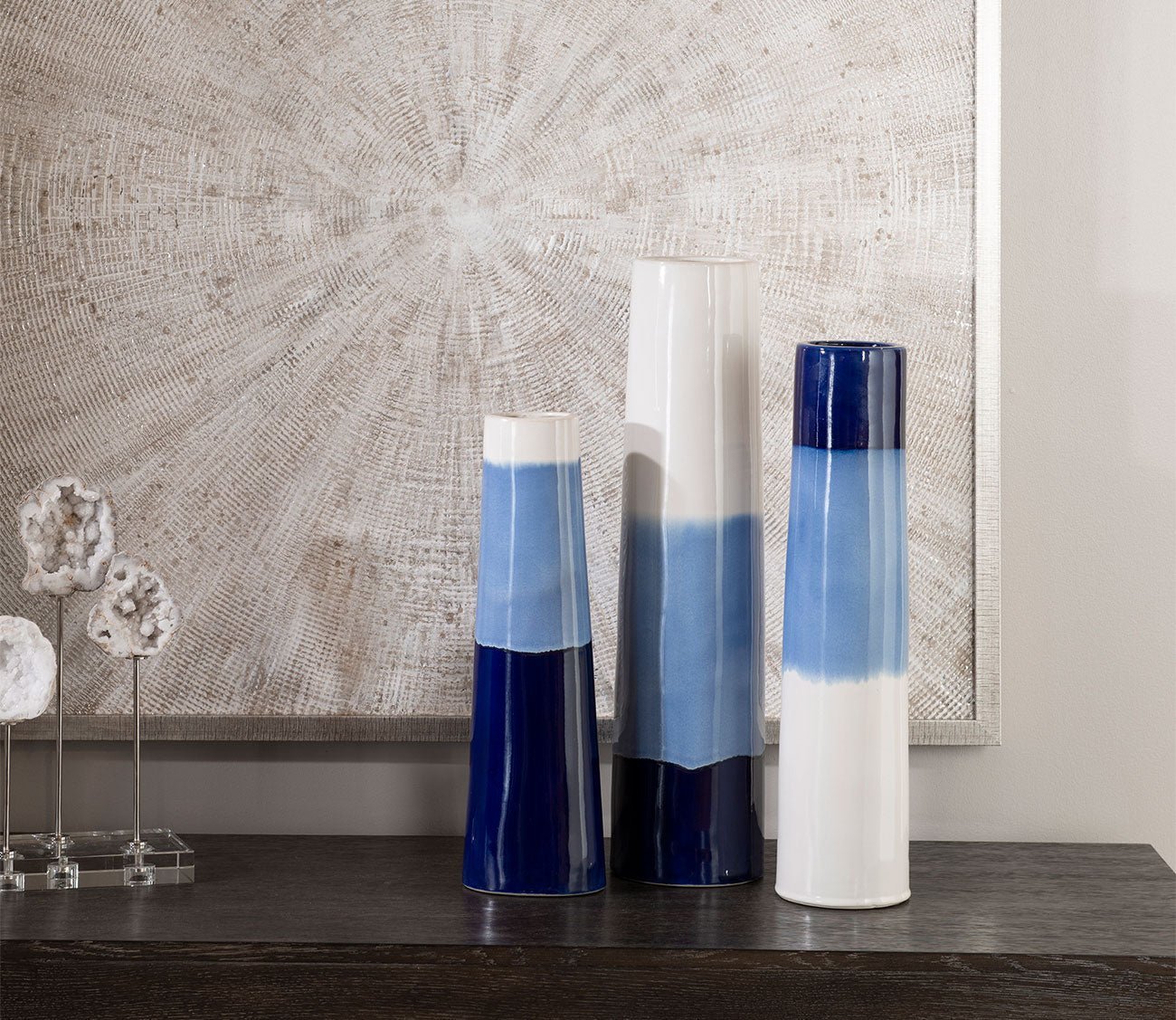 Sconset White & Blue Vases Set of 3