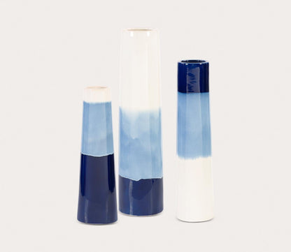 Sconset White & Blue Vases Set of 3 by Uttermost