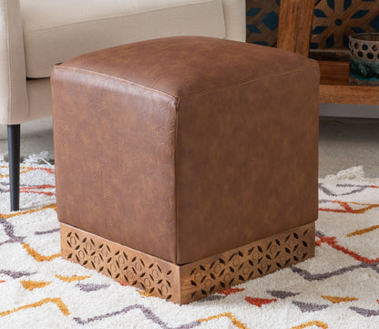 Seabury Mango Wood Upholstered Square Ottoman by Powell