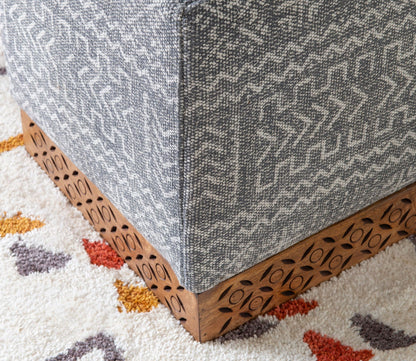 Seabury Mango Wood Upholstered Square Ottoman by Powell