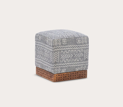 Seabury Mango Wood Upholstered Square Ottoman by Powell