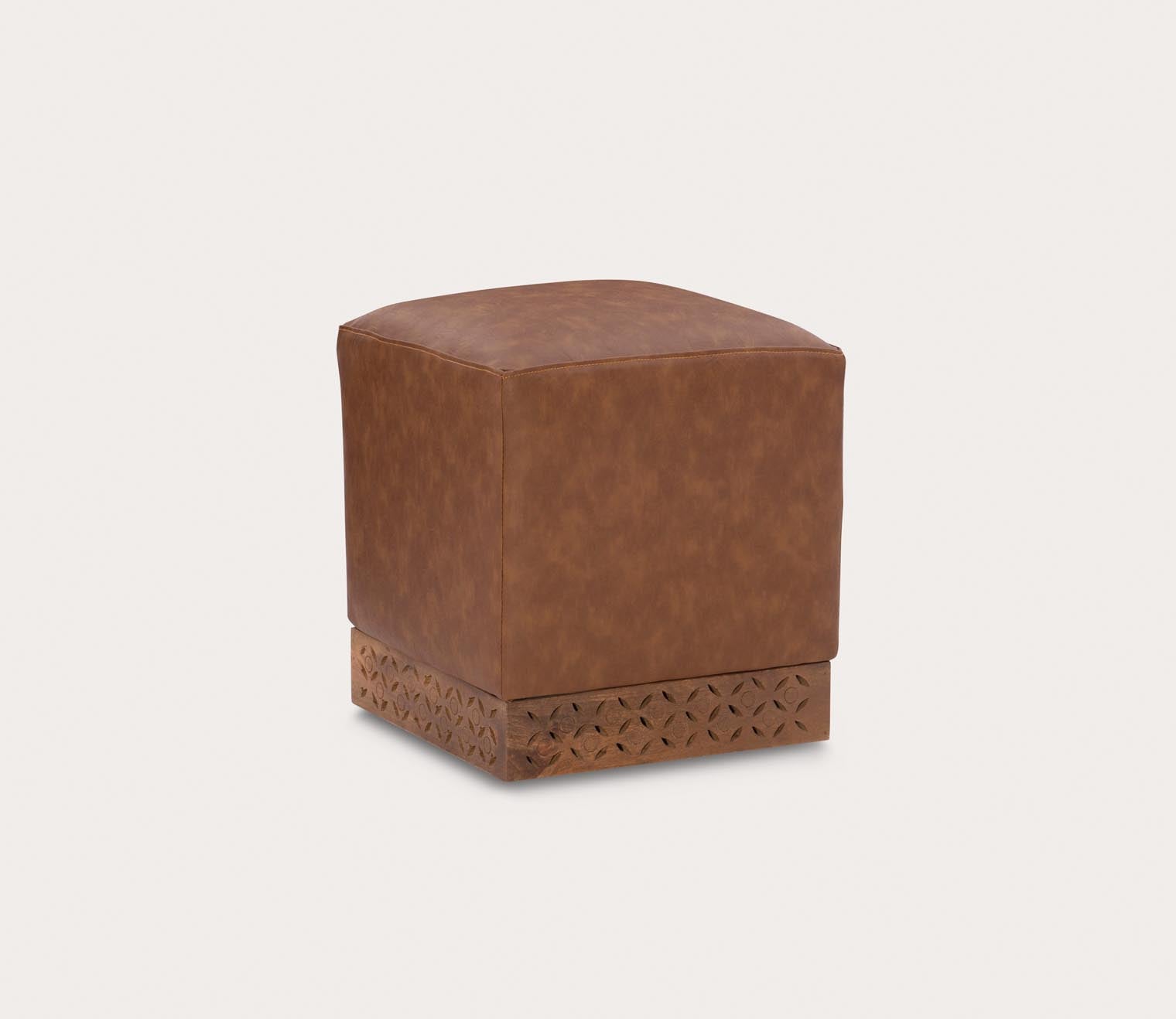 Seabury Mango Wood Upholstered Square Ottoman by Powell