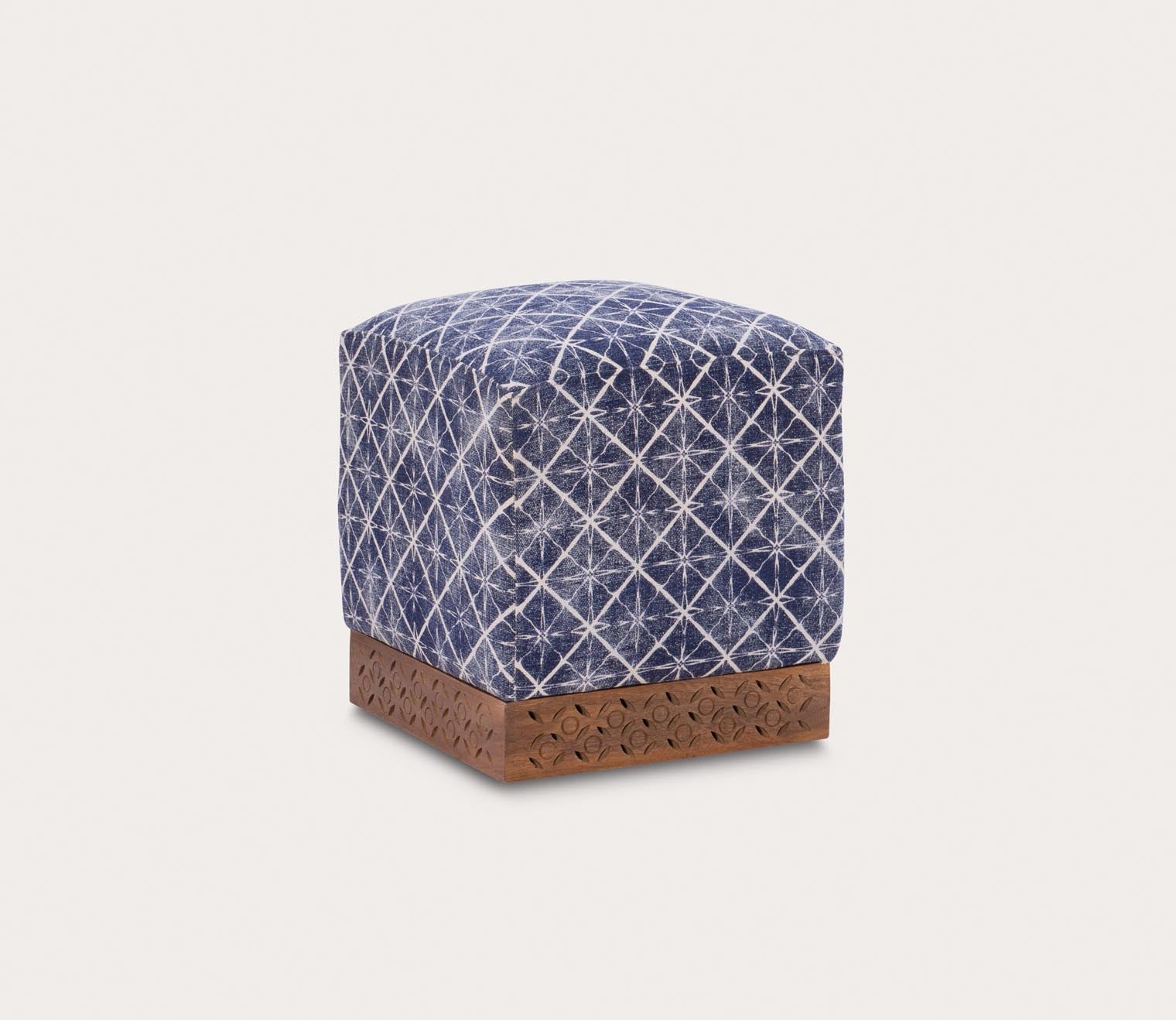 Seabury Mango Wood Upholstered Square Ottoman by Powell