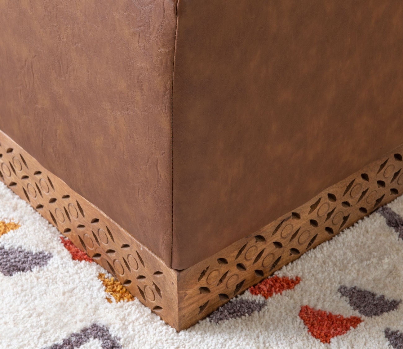 Seabury Mango Wood Upholstered Square Ottoman by Powell