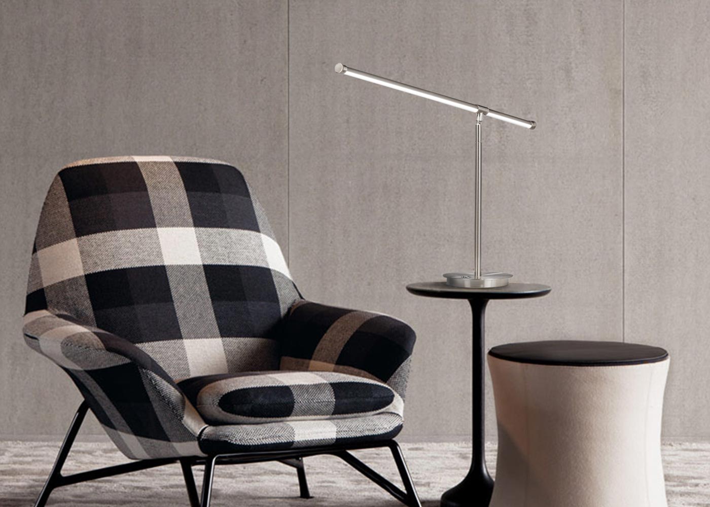 Sentry Satin Nickel Table Lamp by Nova Lighting