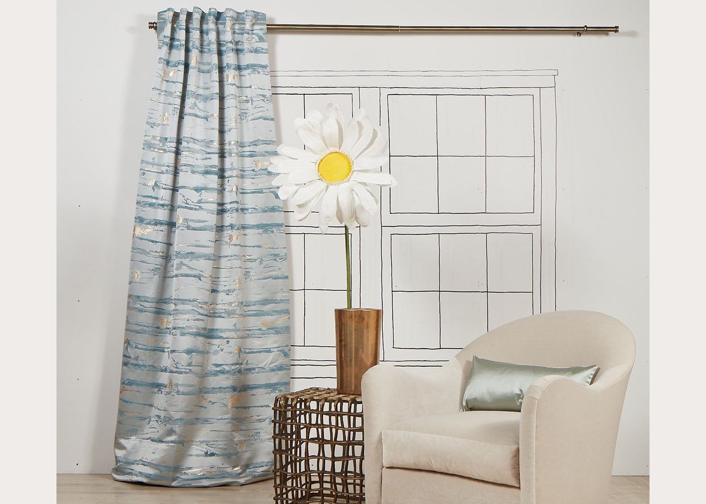 Serenity Abstract Room Darkening Curtain Panel by Ann Gish