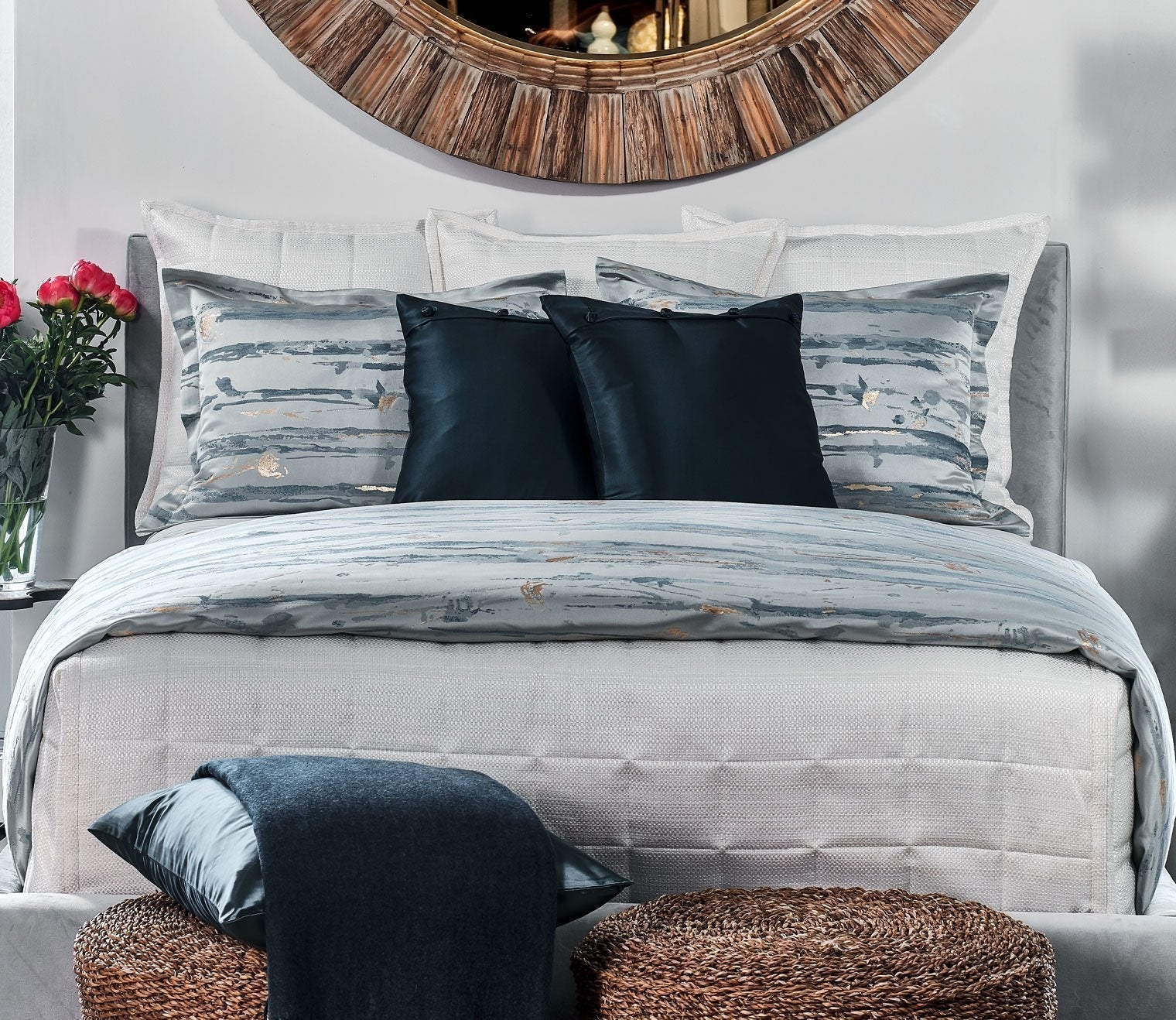 Serenity Blue Abstract 3-Piece Duvet Cover Set